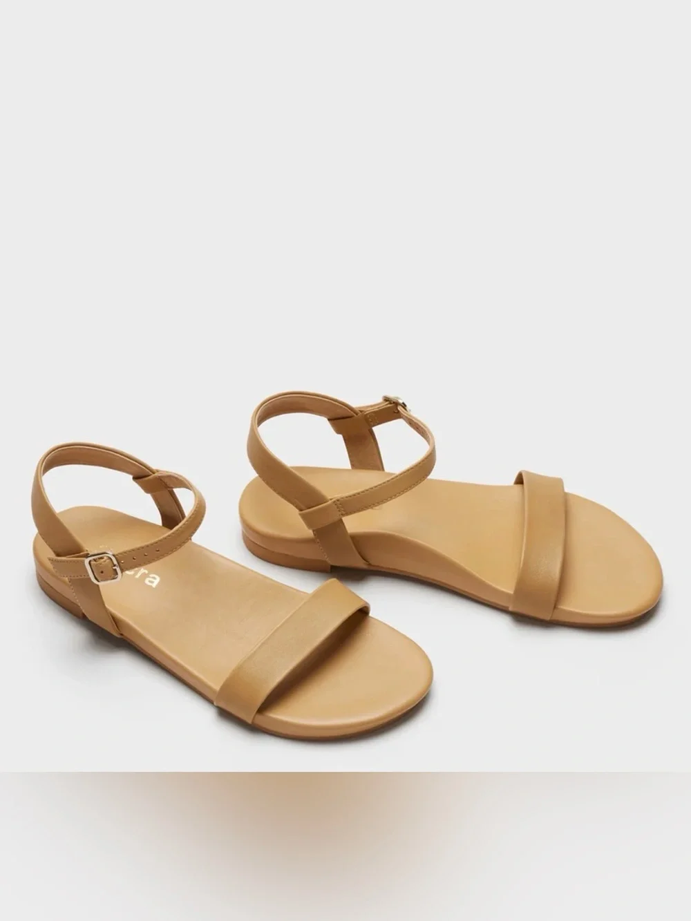 SECRA WILLOW CARAMEL TAN Ankle-Strap Flat Sandals SIZE US 8.5